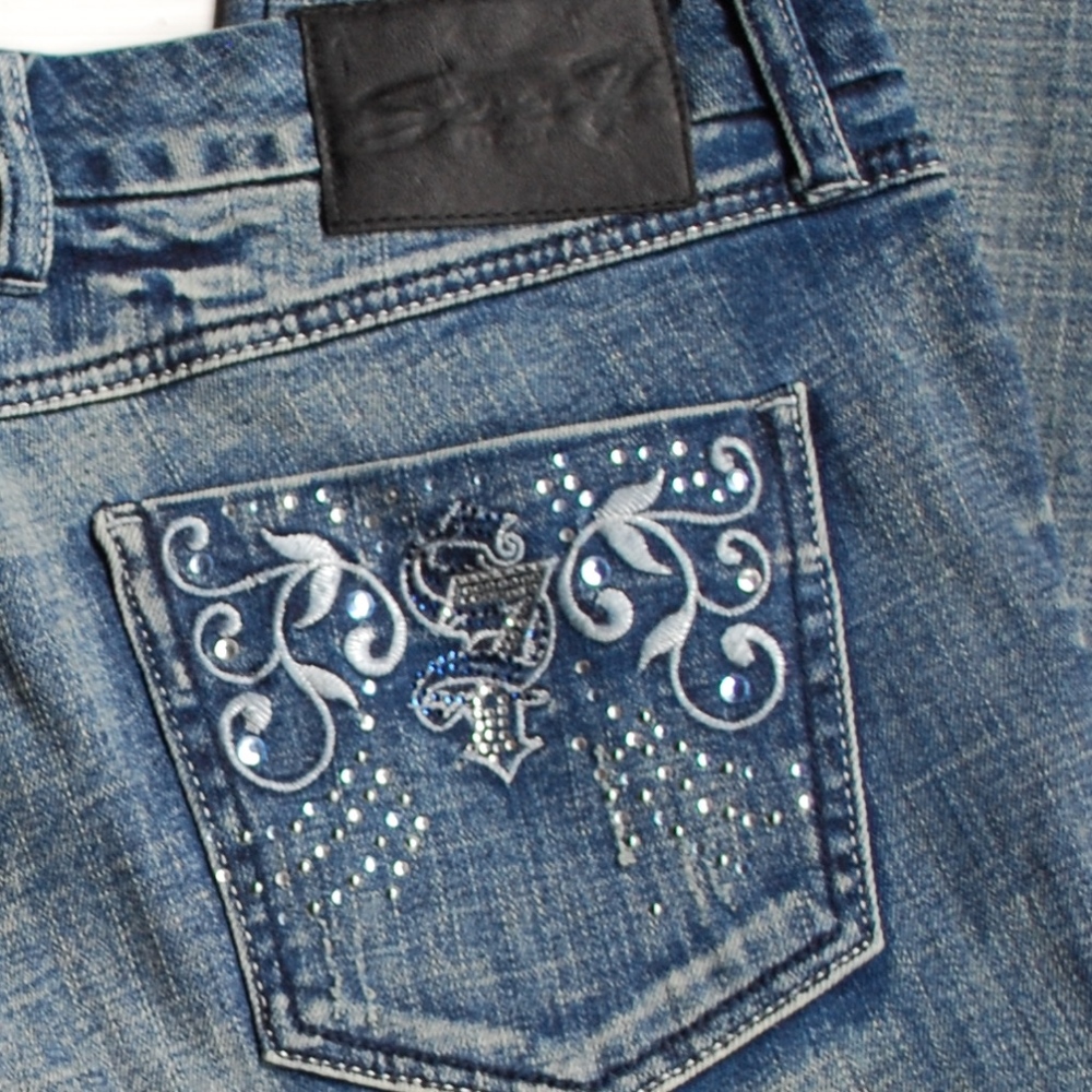 New Seven Distressed Flared Jeans sz 16